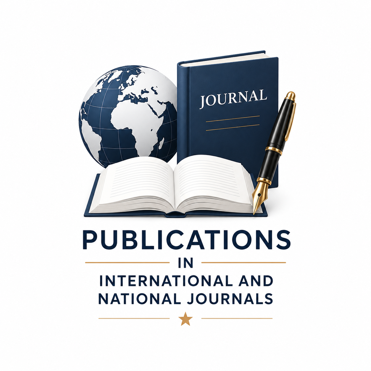 A professional graphic reading 'Publications in International and National Journals' with a globe and fountain pen, highlighting the clinical research and academic authority of Dr. Anand Utture, the top urology specialist in Mumbai.