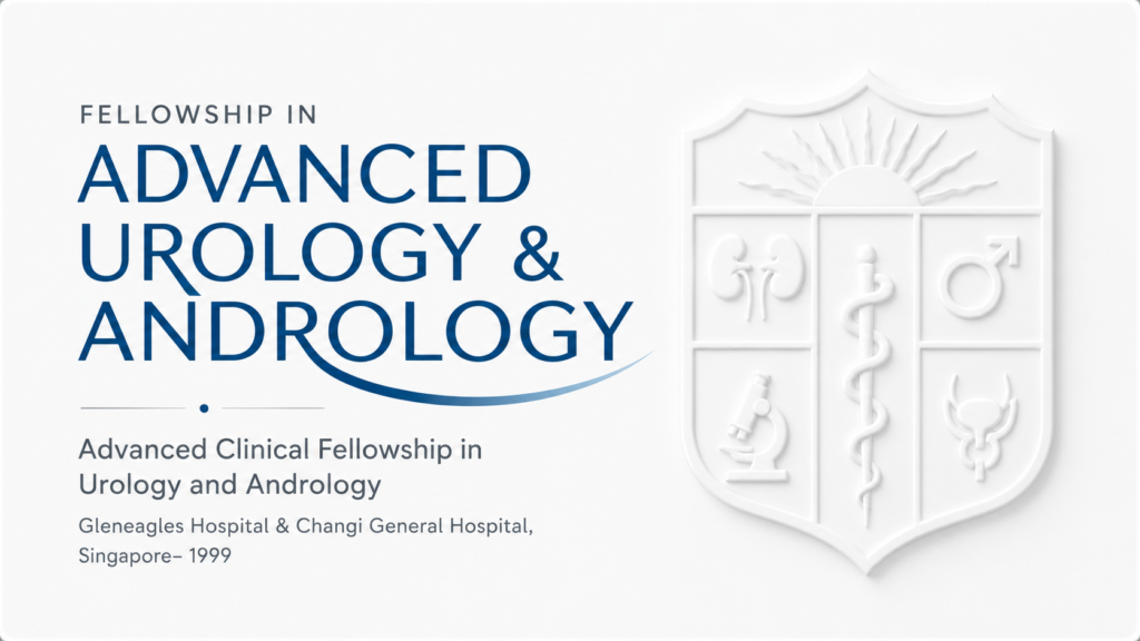 Fellowship in Advanced Urology and Andrology completed by Dr. Anand Utture at Gleneagles Hospital and Changi General Hospital, Singapore.